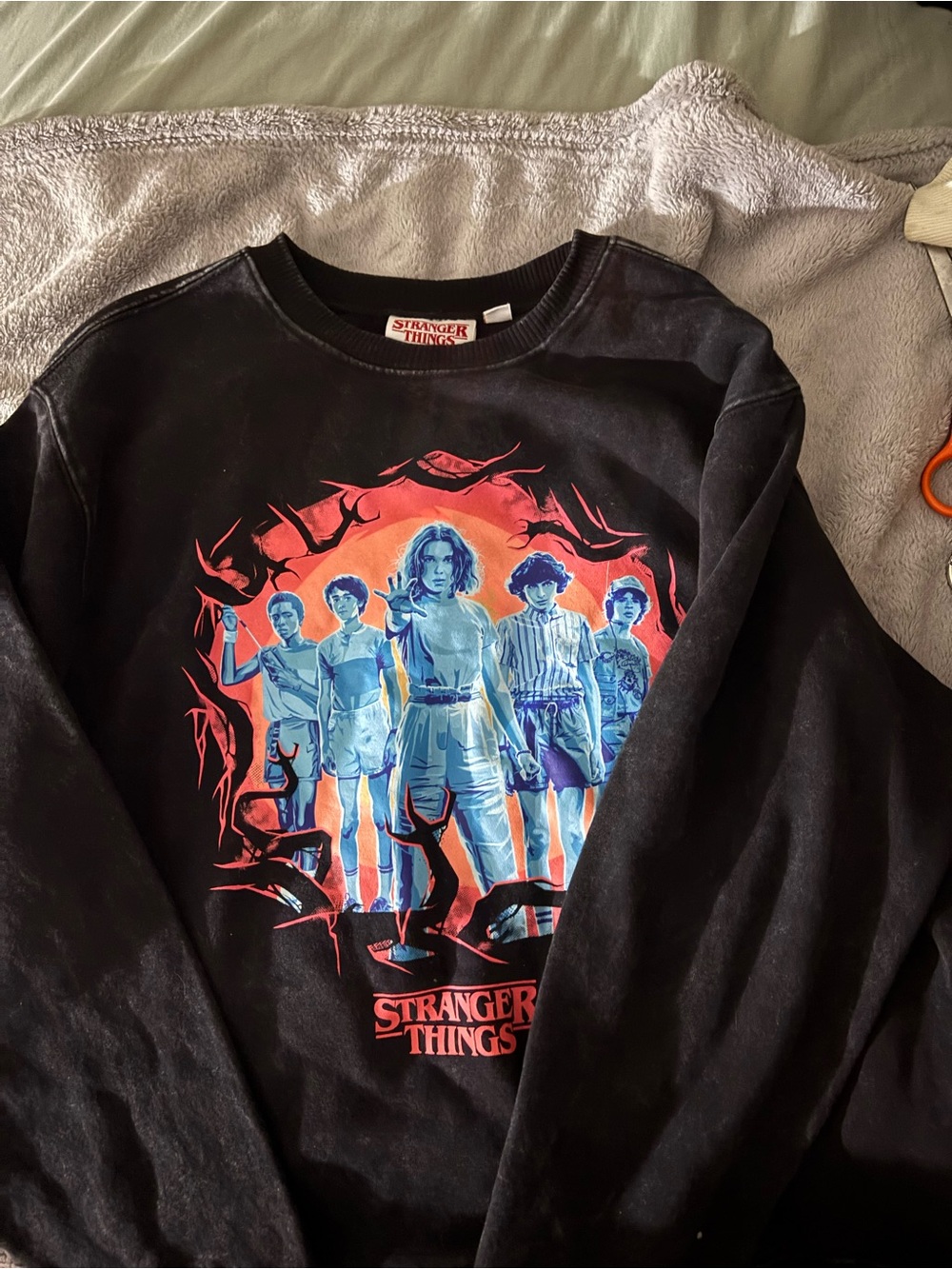Stranger Things Women's Black Graphic Crewneck Sweater